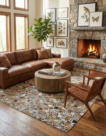 5' 1 x 8' Cowhide Leather Rug