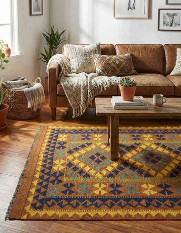 3' 3 x 6' 6 Hand Woven Kilim Maymana Wool Rug