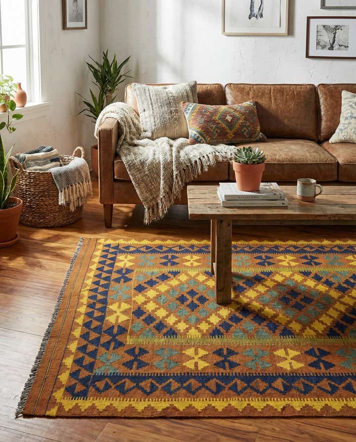 3' 3 x 6' 6 Hand Woven Kilim Maymana Wool Rug