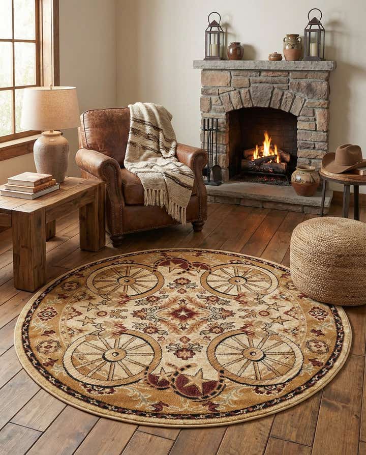 160cm x 160cm Pioneer Rond Vloerkleed