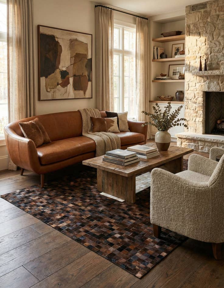 Detail image of 5' x 7' 11 Cowhide Stocks Rug