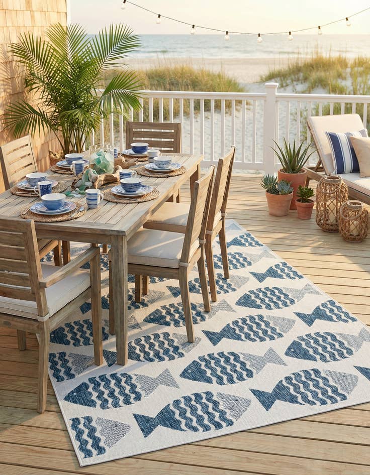 Detail image of 6' x 9'  Washable Coastal Indoor / Outdoor Rug
