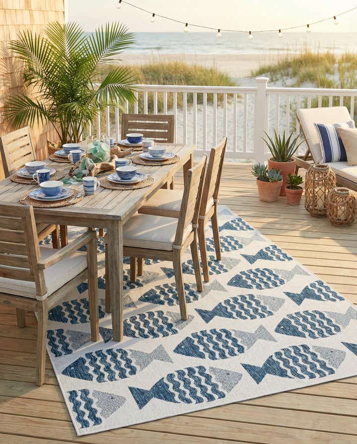 6' x 9' Easy-Clean Coastal Indoor / Outdoor Rug