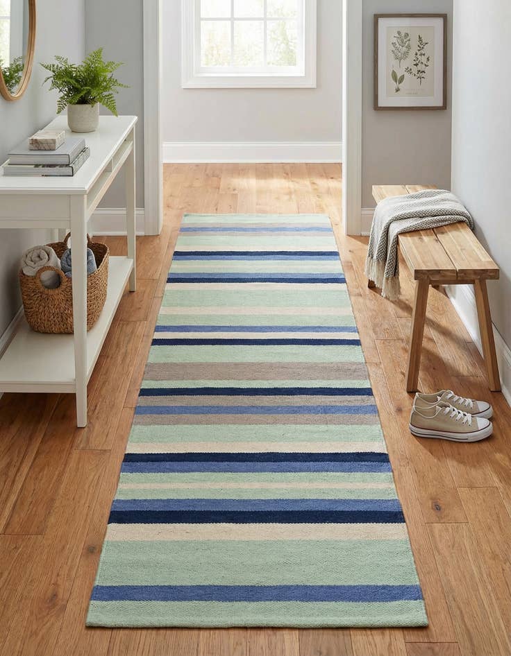 Detail image of 2' x 8'  Hand Woven Flatweave Cotton Dhurrie Runner Rug