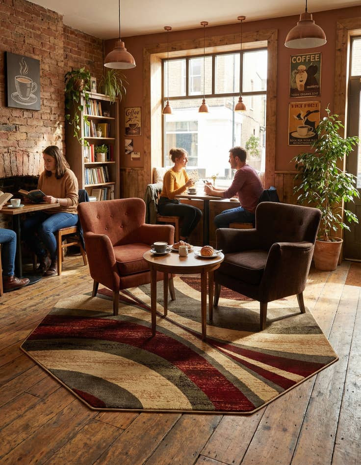 Detail image of 6' x 6' Coffee Shop Octagon Rug