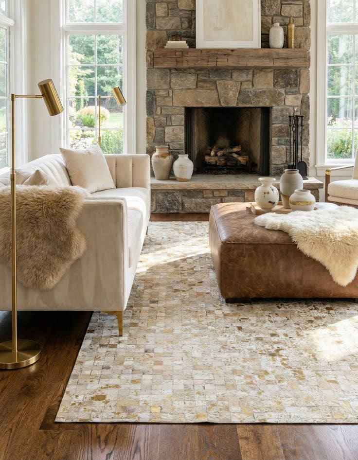 Detail image of 5' 1 x 8' Cowhide Stocks Rug