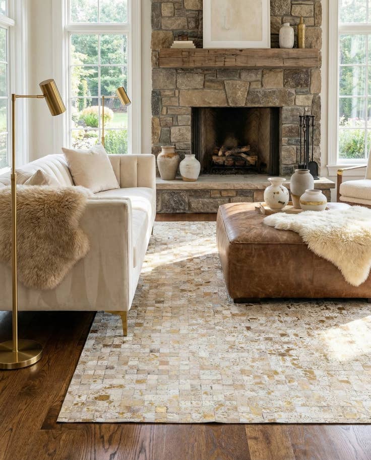 Detail image of 5' 1 x 8' Cowhide Stocks Rug