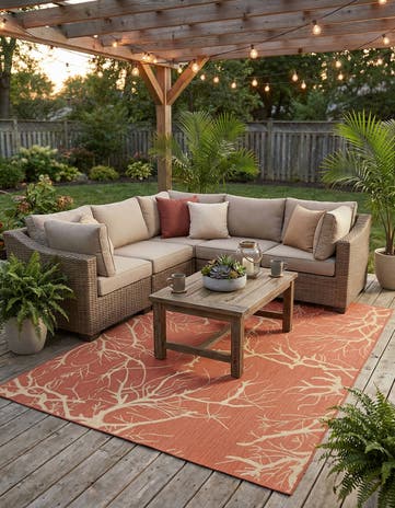 7' x 10' Easy-Clean Botanical Indoor / Outdoor Rug
