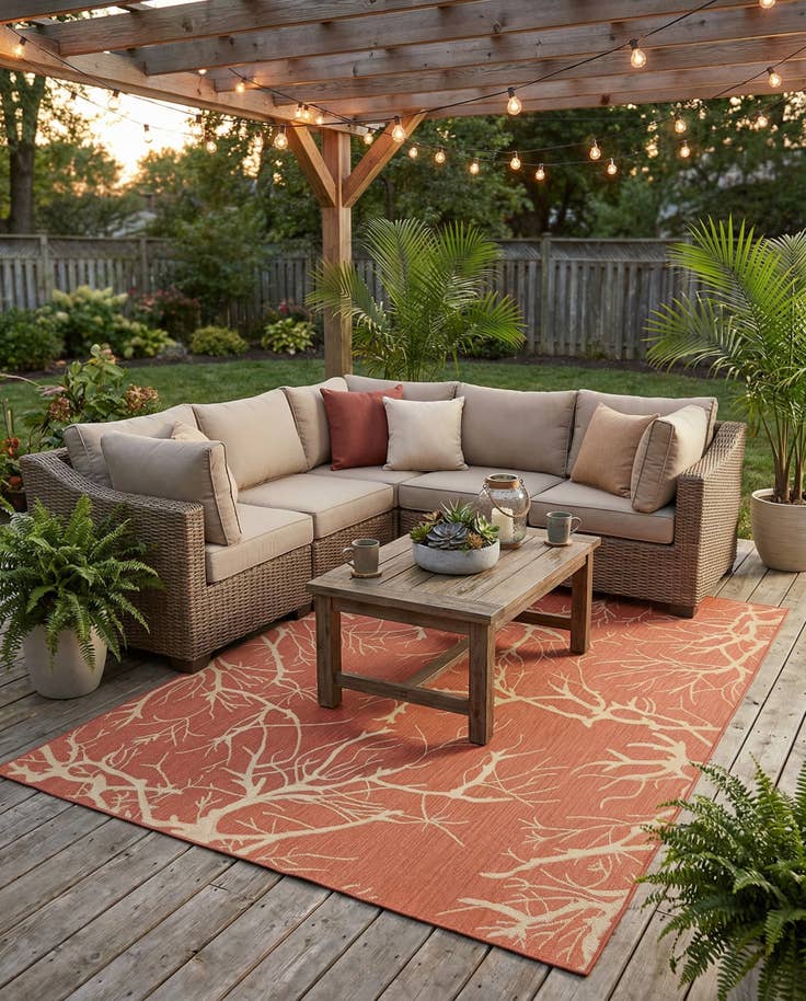 Detail image of 7' x 10' Easy-Clean Botanical Indoor / Outdoor Rug