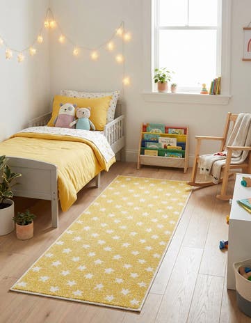 Soft Yellow Whimsy Kids Runner Rug