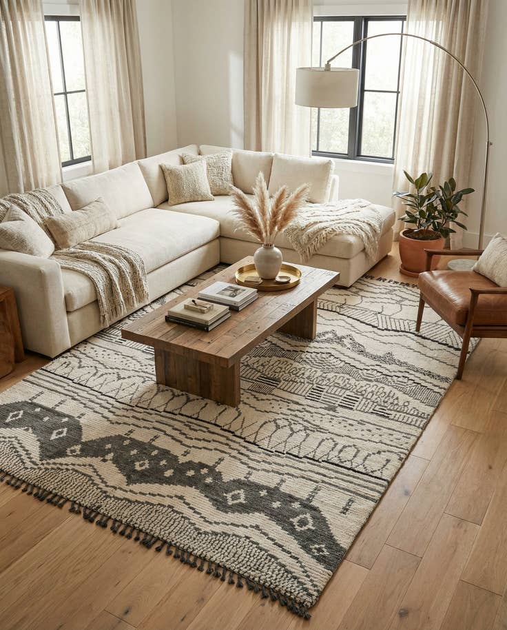 Detail image of 8' 1 x 10' 2 Hand Knotted Moroccan Wool Rug