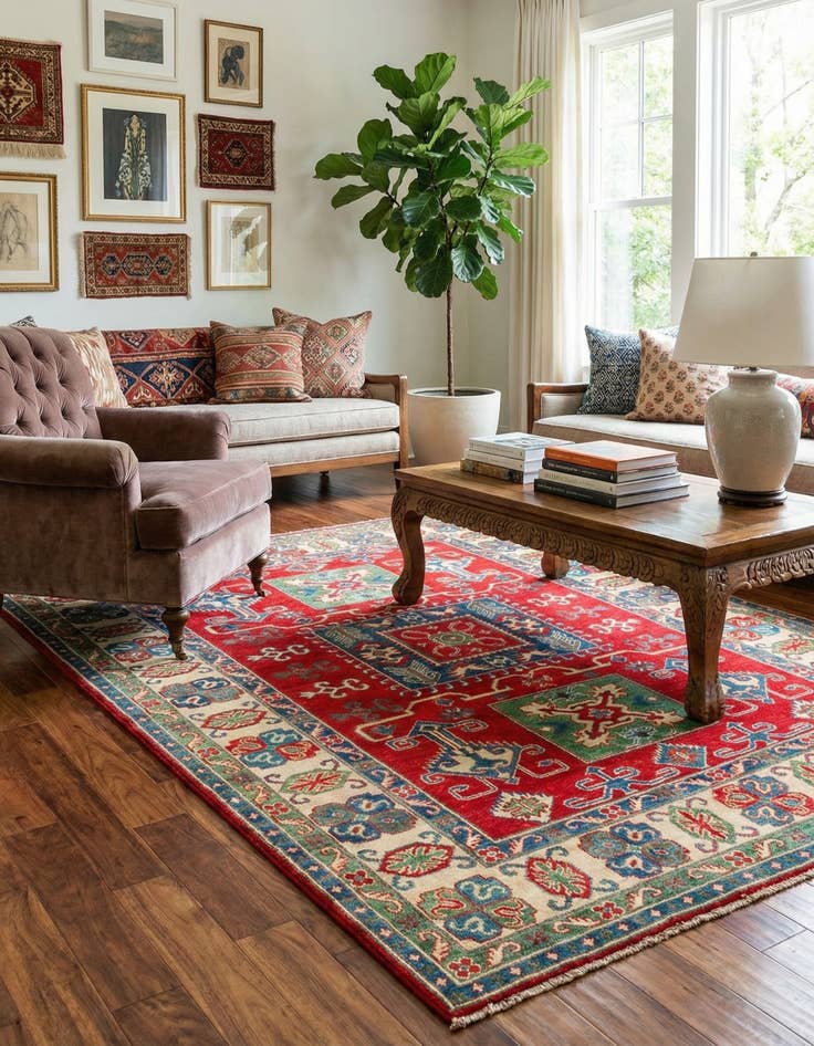 Detail image of 5' 9 x 7' 9  Hand Knotted Kazak Rug