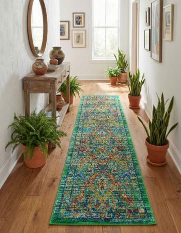 Green Calypso Runner Rug