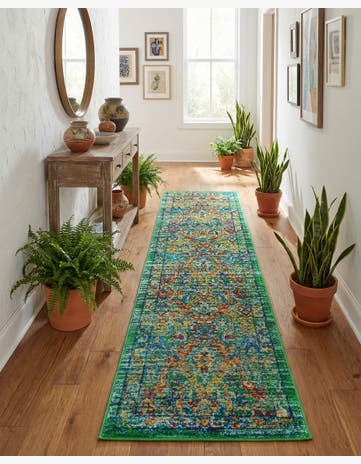 Green Calypso Runner Rug