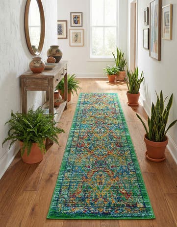 Green Calypso Runner Rug