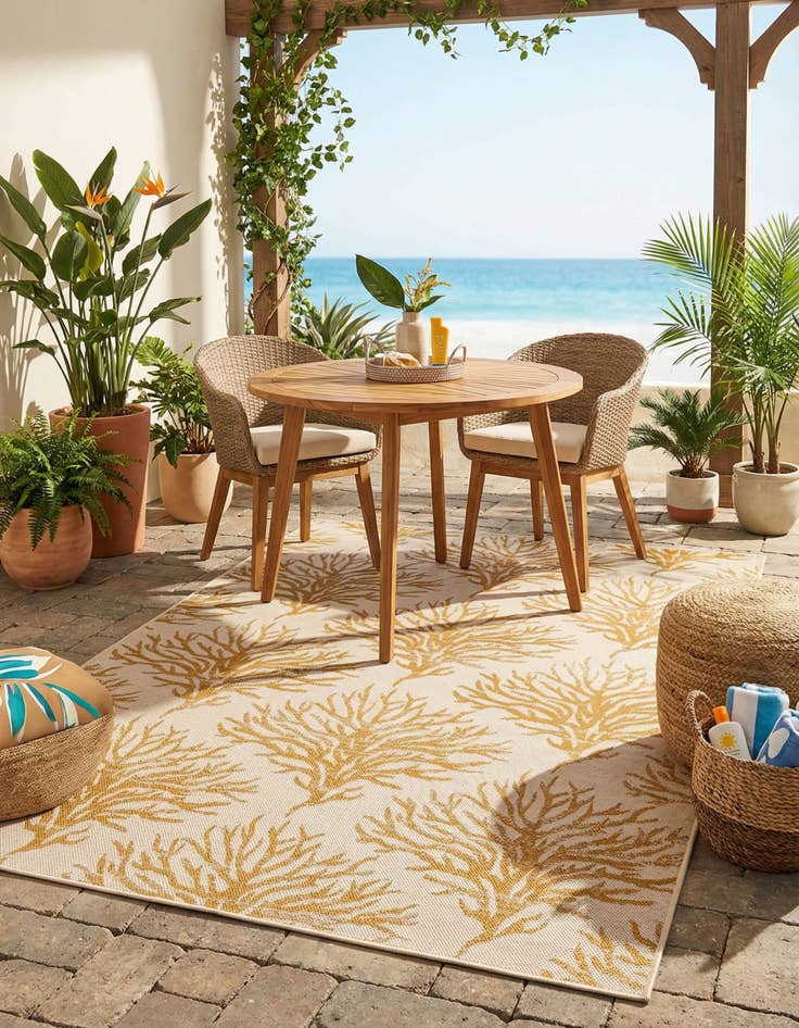 Detail image of 5' 3 x 7' 8 Easy-Clean Botanical Indoor / Outdoor Rug