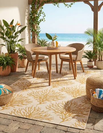 5' 3 x 7' 8 Easy-Clean Botanical Indoor / Outdoor Rug