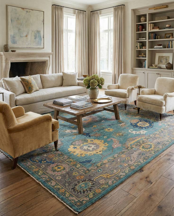 Detail image of 9' 2 x 12' Hand Knotted Oushak Rug