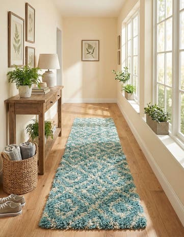 3' 3 x 16' 5 Lattice Shag Runner Rug
