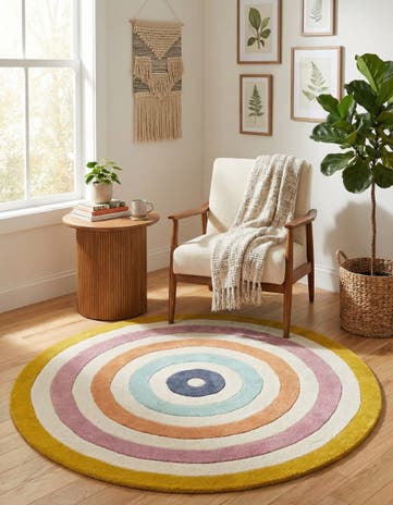 5' 1 x 5' 1 Hand Tufted Wool Round Rug