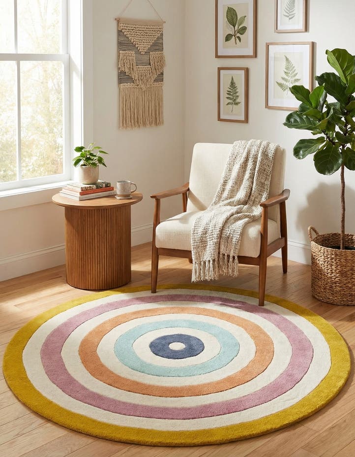 5' 1 x 5' 1 Hand Tufted Wool Round ...