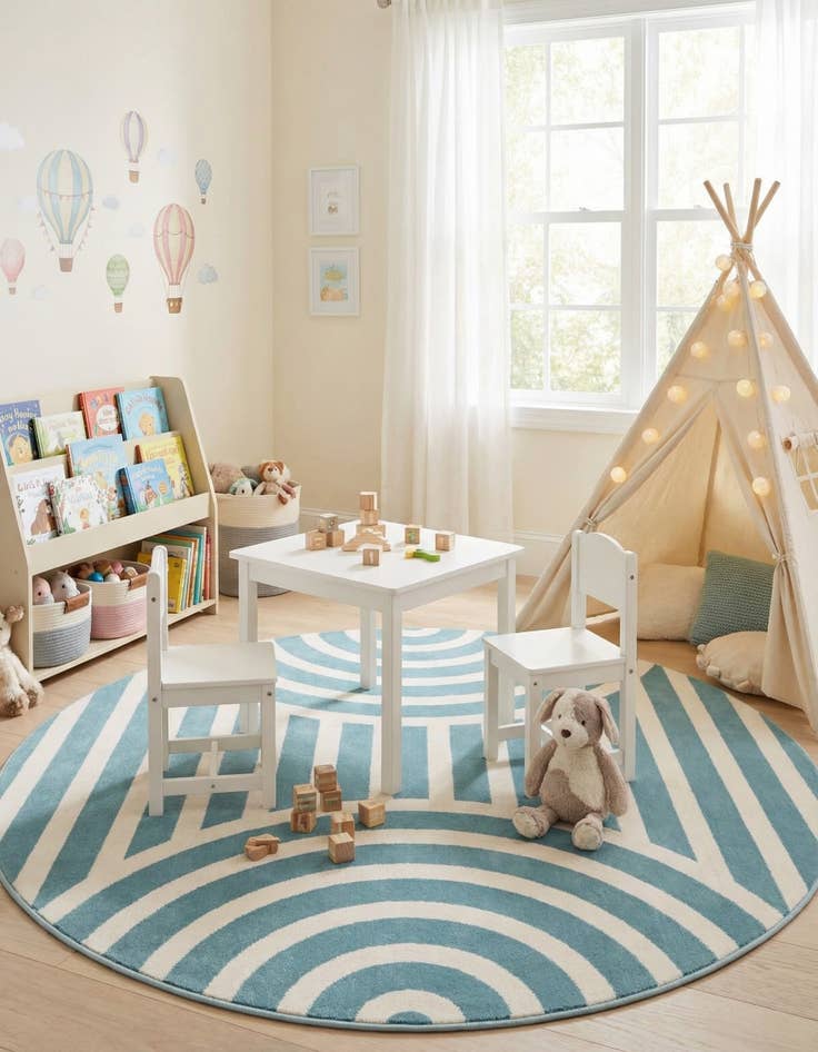 Detail image of 5' 3 x 5' 3 Whimsy Kids Round Rug