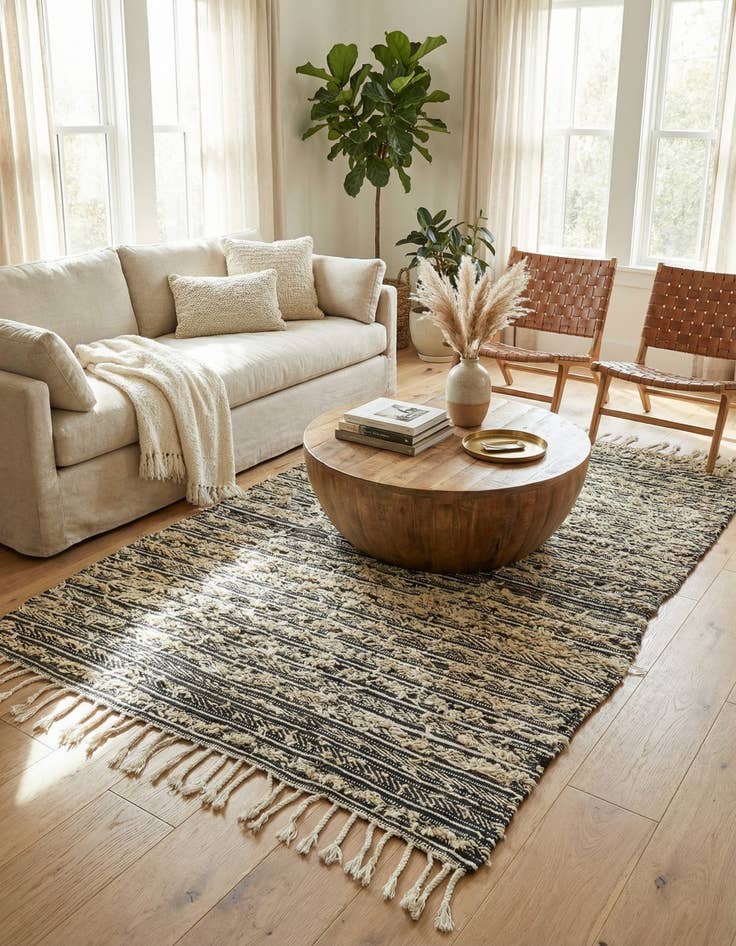 Detail image of 3' 3 x 6'  Hand Knotted Moroccan Wool Rug