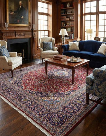 9' 9 x 13' 2 Hand Knotted Kashan Persian Wool Rug