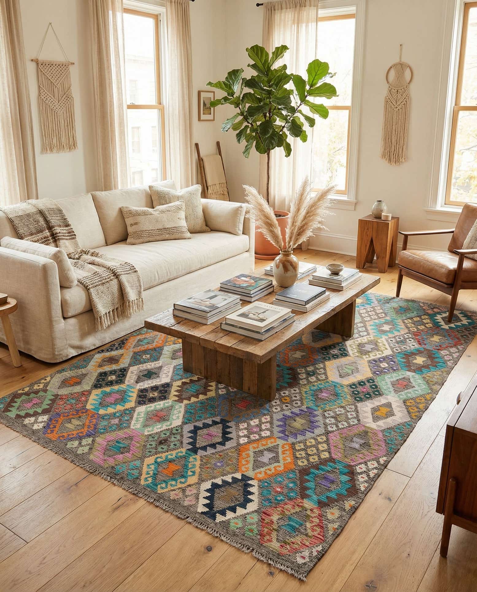 6' 3 x 8' 2 Hand Knotted Kilim Modern Wool Rug