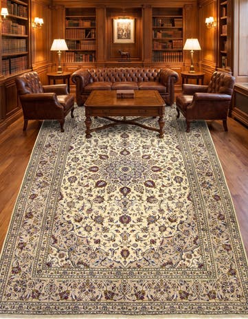 8' 1 x 11' 8 Hand Knotted Mashad Persian Wool Rug