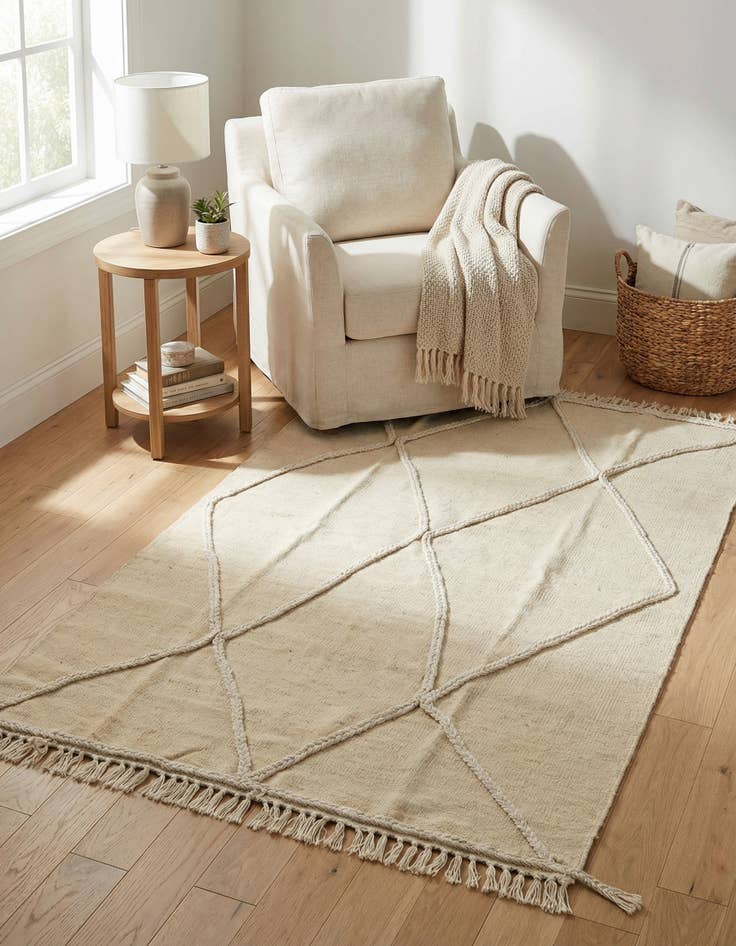 Detail image of  3' 3 x 5'  Hand Knotted Moroccan Wool Rug