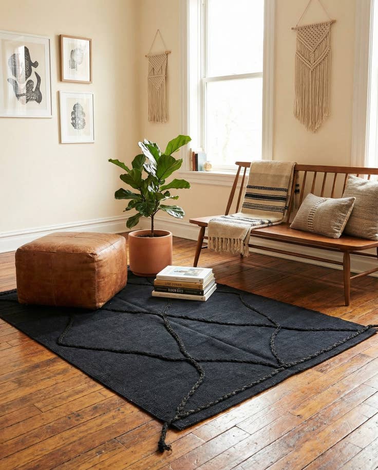 Detail image of 3' 5 x 5' Hand Knotted Moroccan Wool Rug