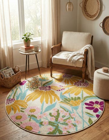 3' 3 x 3' 3 Bloom Round Rug