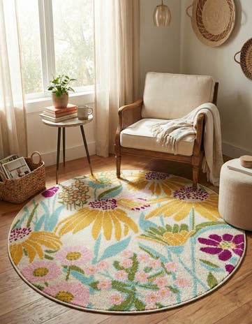 3' 3 x 3' 3 Bloom Round Rug