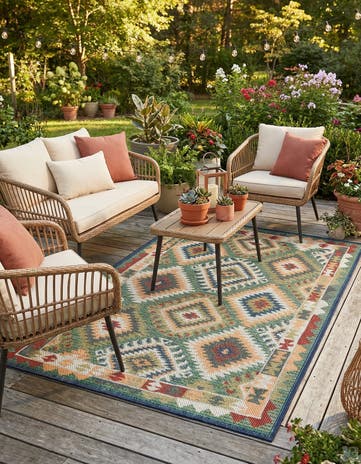Green Easy-Clean Baja Indoor / Outdoor Rug