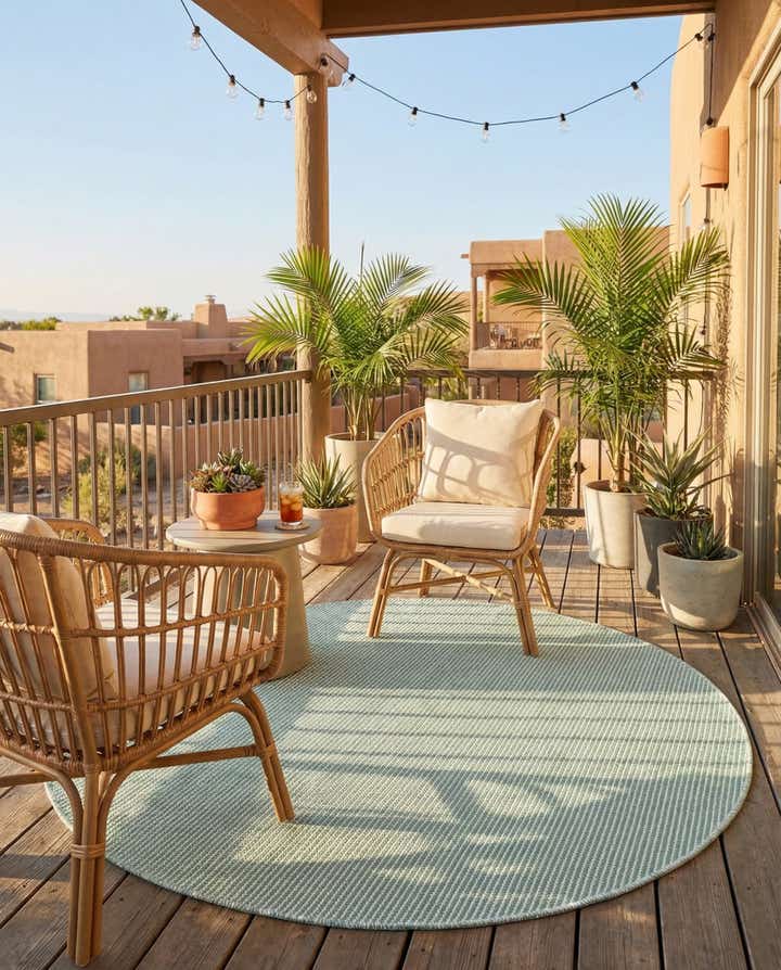 5' 1 x 5' 1 Easy-Clean Jill Zarin Palm Springs Indoor / Outdoor Round Rug