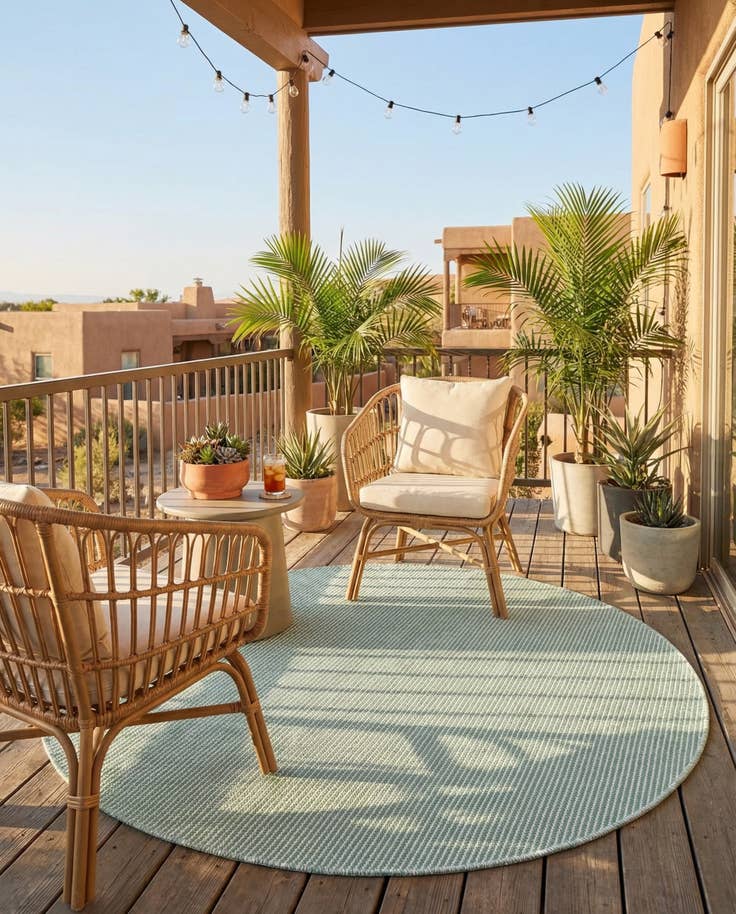 Detail image of 5' 1 x 5' 1 Easy-Clean Jill Zarin Palm Springs Indoor / Outdoor Round Rug