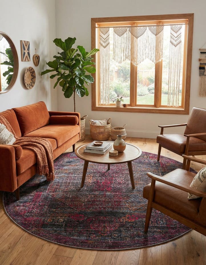 7' 3 x 7' 3 Washable Mangata Round Rug