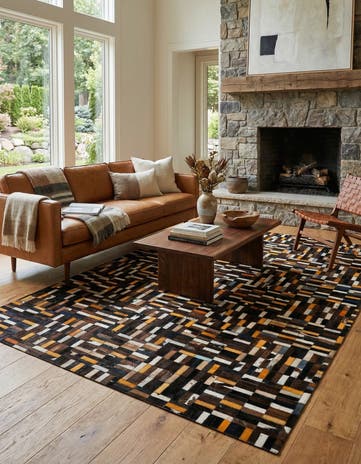 5' 1 x 8' Cowhide - Patchwork Rug