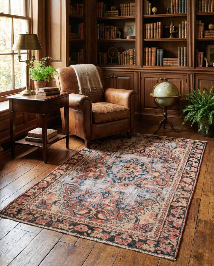 Detail image of 3' 10 x 6' 6 Hand Knotted Ultra Vintage Persian Wool Rug