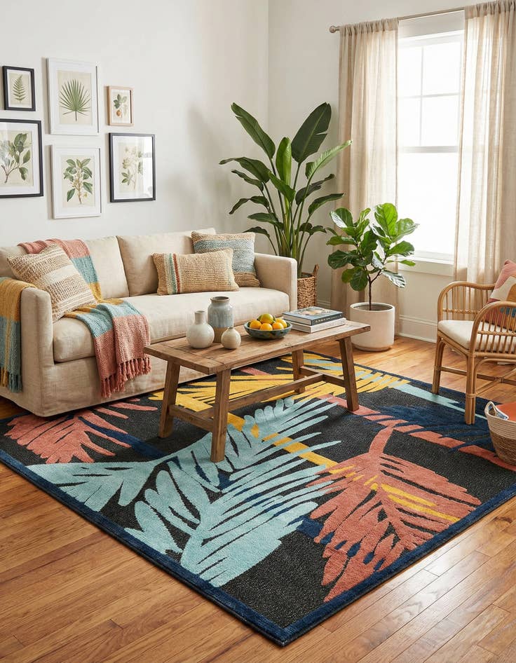 Detail image of 7' 10 x 7' 10  Washable Belize Indoor / Outdoor Square Rug