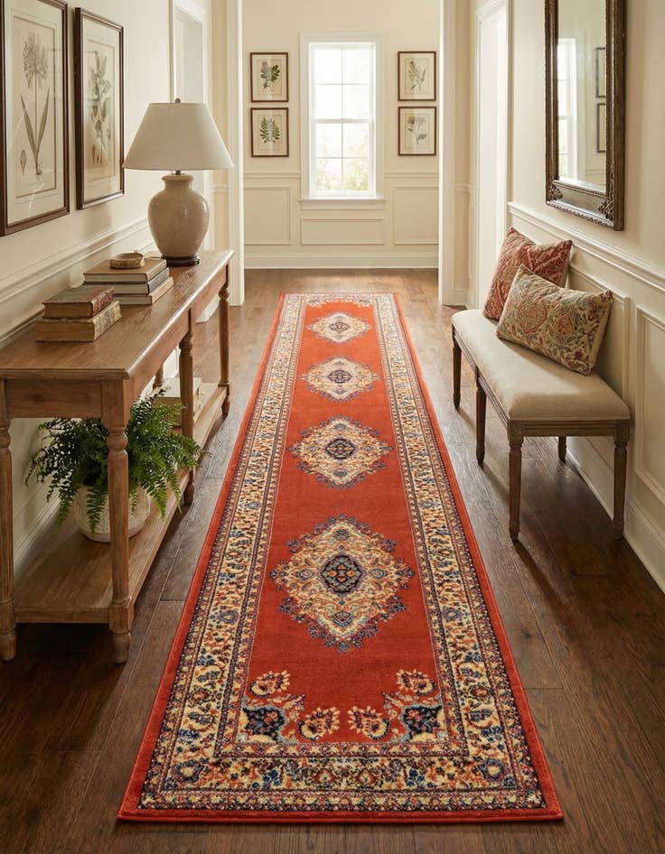 Detail image of 3' x 16' 5 Mashad Design Runner Rug