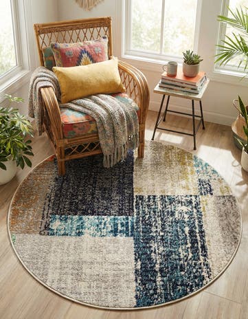 Washable Vivid Round Rug