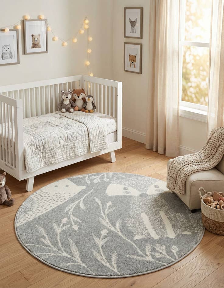 Detail image of 3' 3 x 3' 3 Animals Whimsy Kids Round Rug