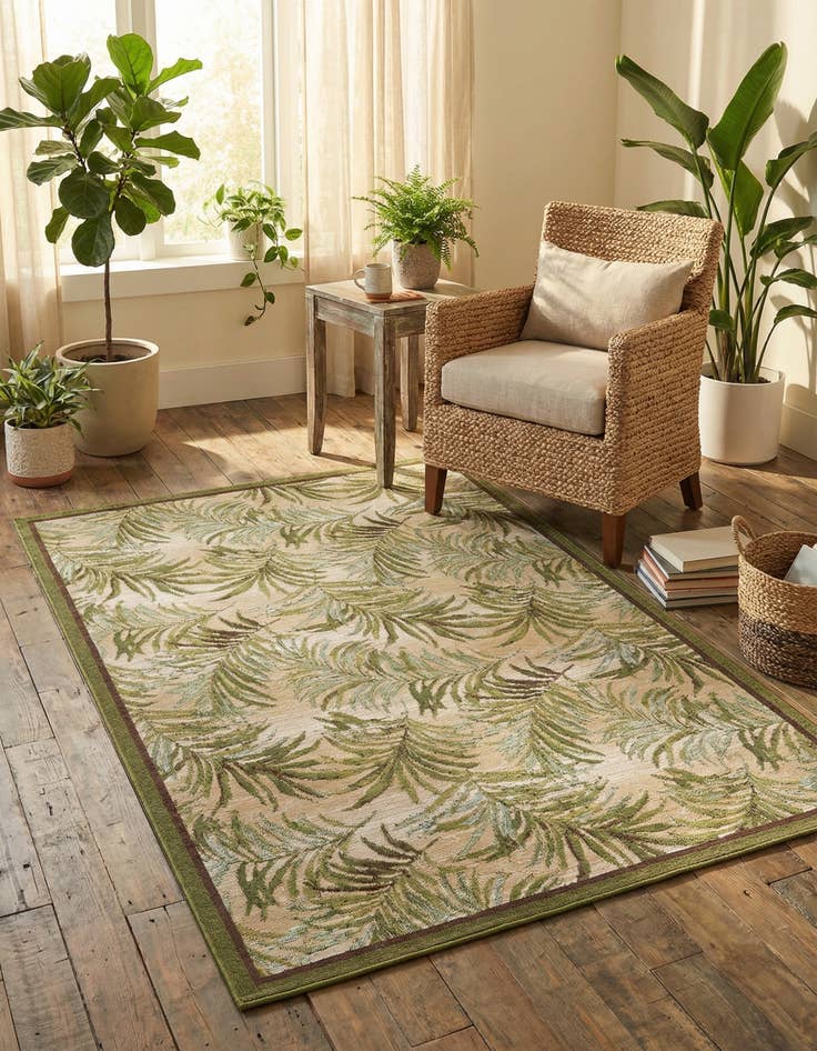 Detail image of 4' x 6'  Washable Botanical Indoor / Outdoor Rug