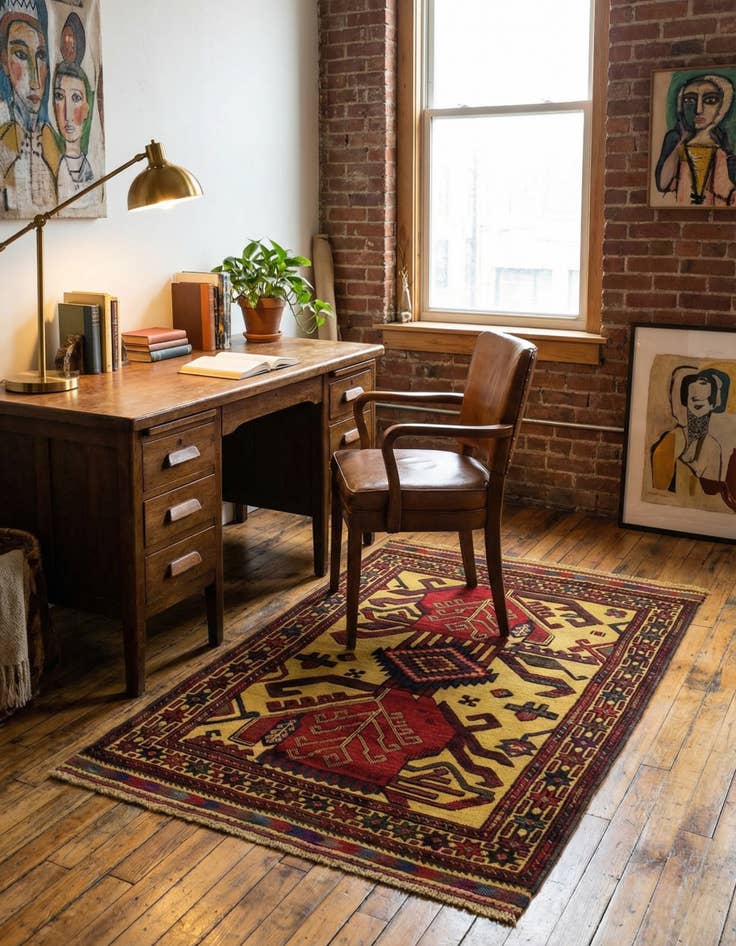 Detail image of  2' 10 x 4' 6  Hand Knotted Sumak Wool Rug