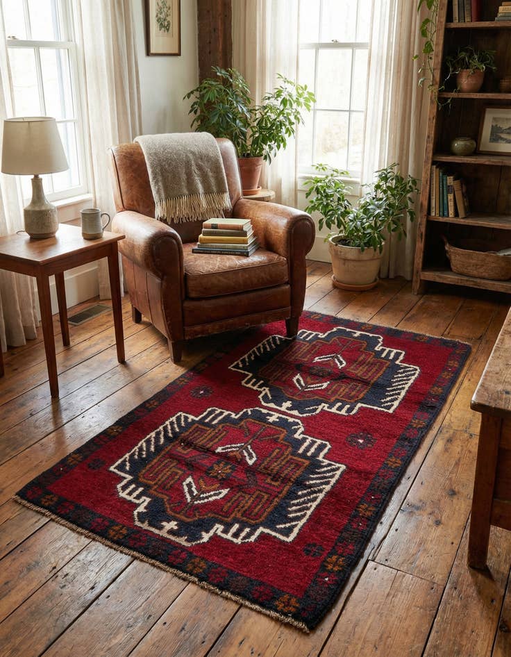 Detail image of 2' 8 x 4' 9  Hand Knotted Balouch Persian Wool Rug