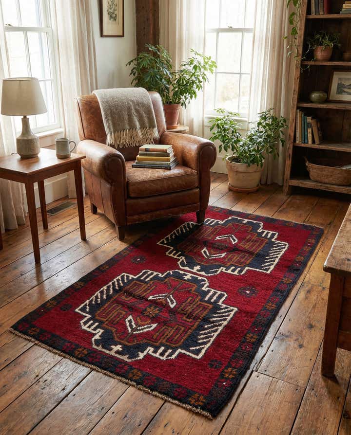 2' 8 x 4' 9 Hand Knotted Balouch Persian Wool Rug