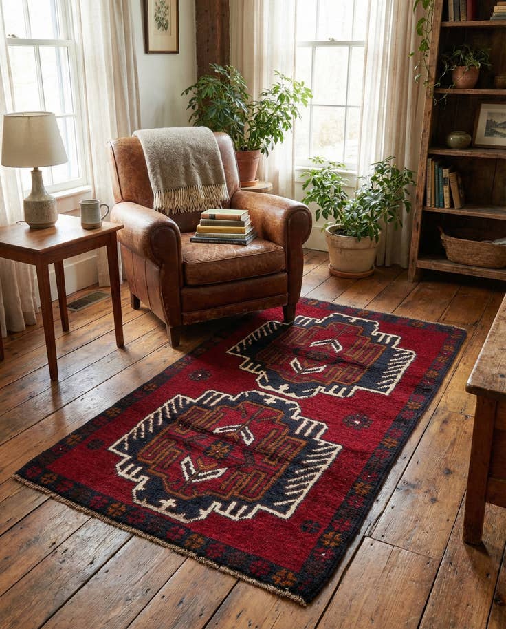 Detail image of 2' 8 x 4' 9 Hand Knotted Balouch Persian Wool Rug