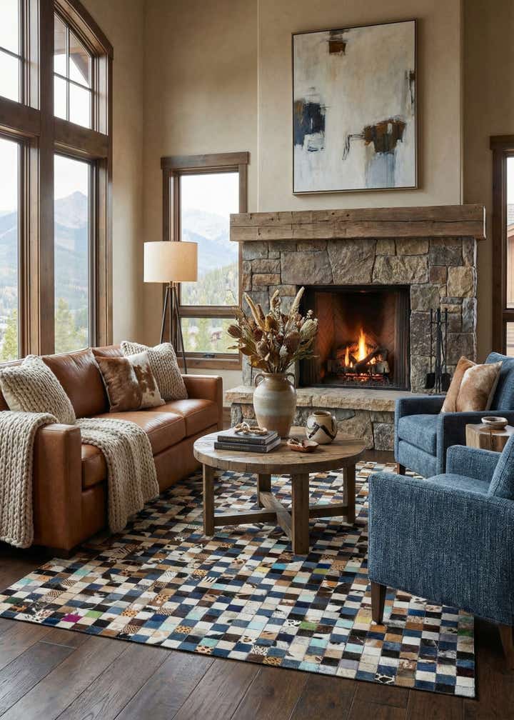 5' x 8' Cowhide Leather Rug